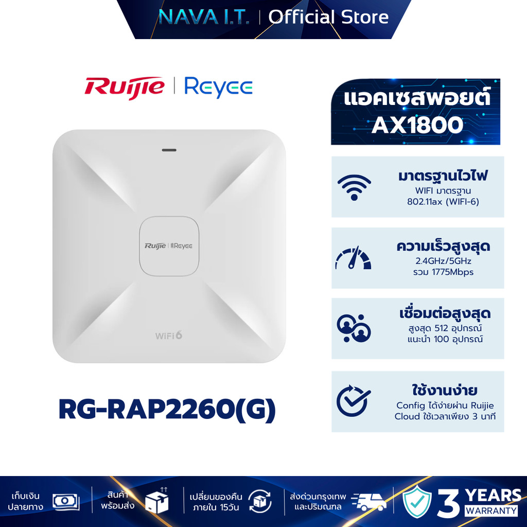RUIJIE RG-RAP2260(G) REYEE WI-FI 6 AX1800 CEILING ACCESS POINT