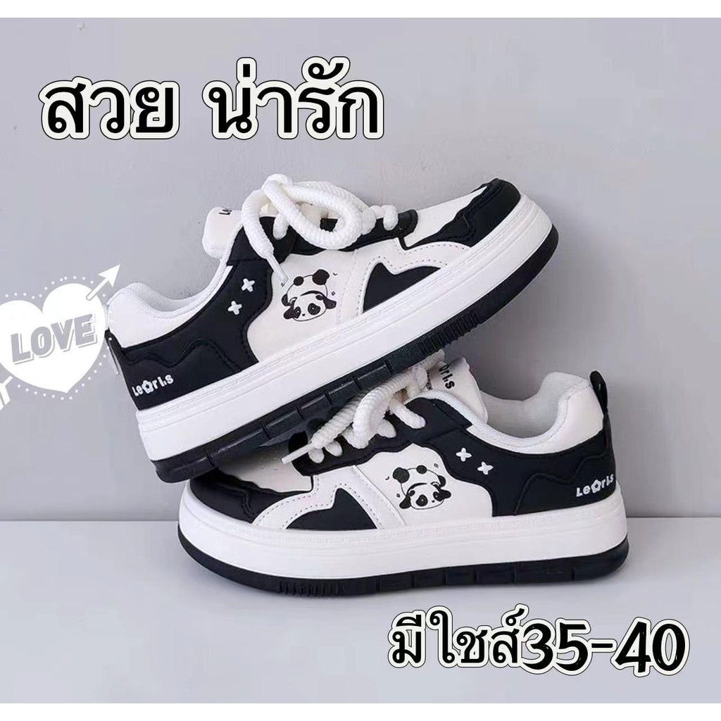 Addision รองเท้าผ้าใบผู้หญิง รองเท้าแต่งกายแบบที่แต่งได้กับทุกชุดสำหรับนักเรียนแบบการ์ตูนใหม่ A0123