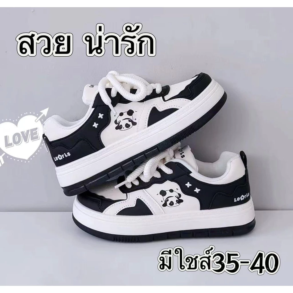 Addision รองเท้าผ้าใบผู้หญิง รองเท้าแต่งกายแบบที่แต่งได้กับทุกชุดสำหรับนักเรียนแบบการ์ตูนใหม่ A0123
