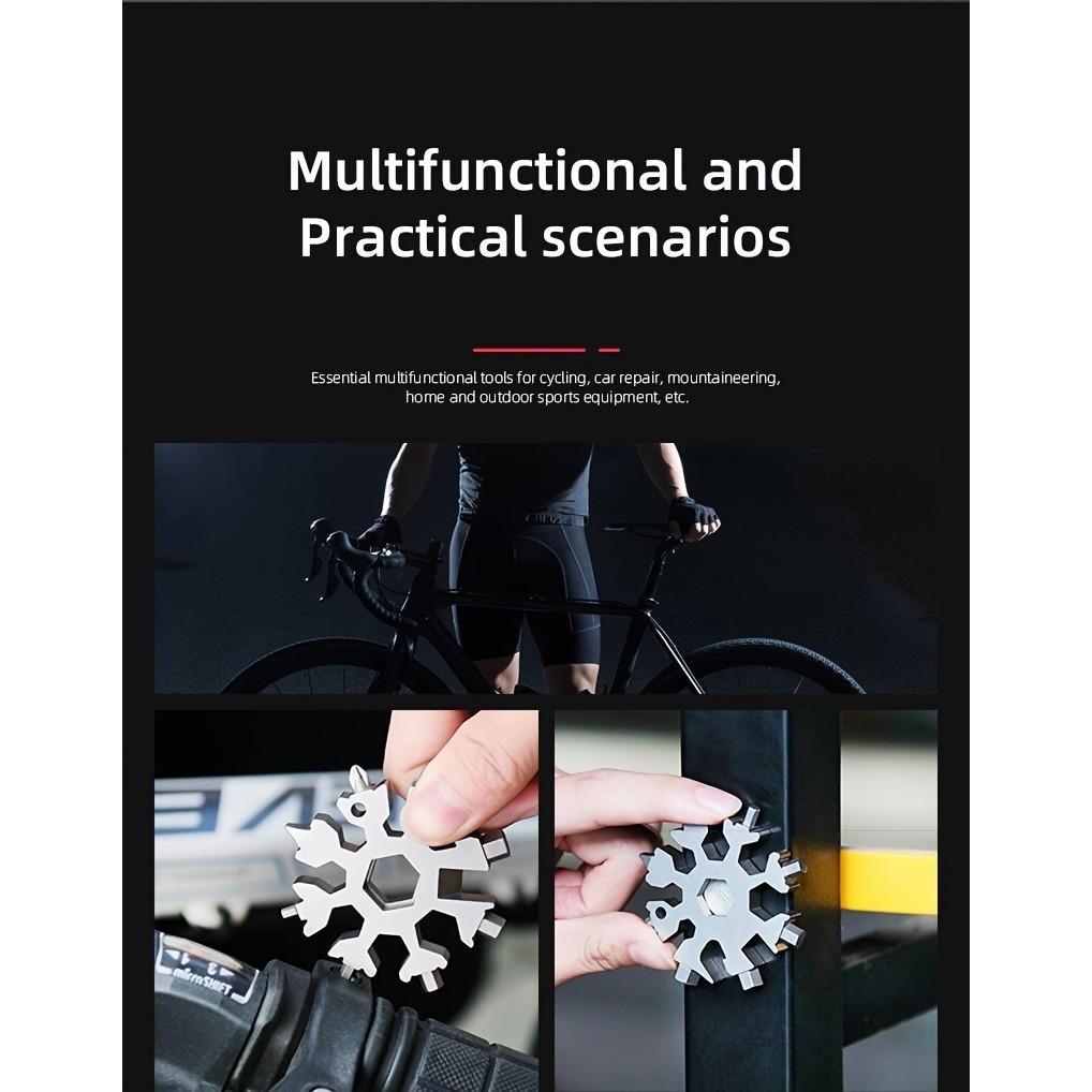 อัลเลน แสงสว่าง ประแจแบบพกพาประแจสแตนเลส18 ใน 1มินิสากลประแจเครื่องมือฉุกเฉินขนาดกะทัดรัดมัลติฟังก์ชั่เกล็ดหิมะประแจ - รูปที่ 5