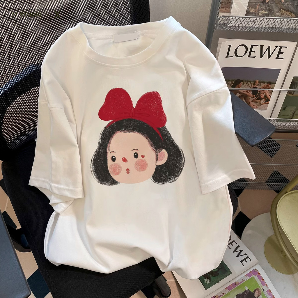 COD（จัดส่งภายใน 24 ชั่วโมง）เสื้อยืด oversize T-shirt ลายการ์ตูนcottonแฟชั่น สวมใส่สบาย สีต่างๆ เสื้อ
