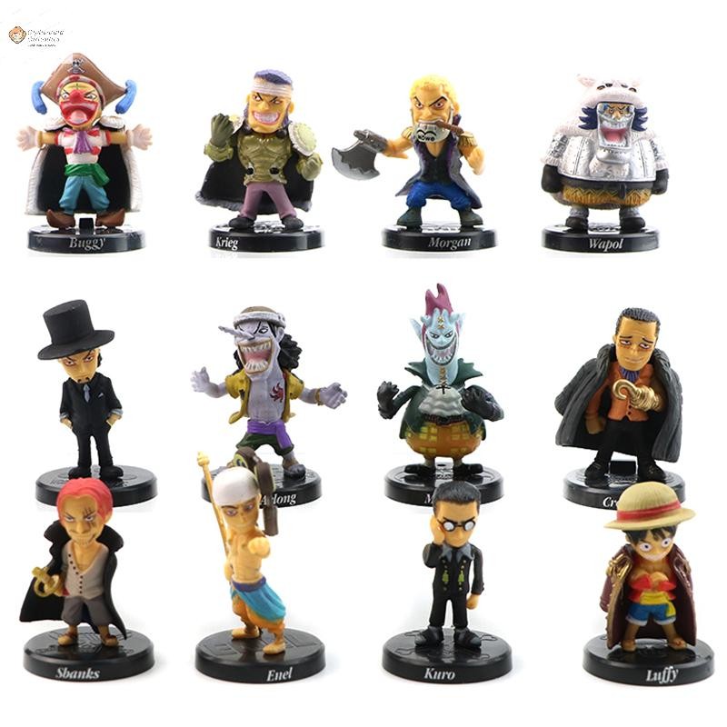 Cod 12 ชิ้น/เซ็ต One Piece Monkey D. Luffy Nami Boa Hancock Roronoa Zoro PVC ตัวเลขการกระทําตุ๊กตาของเล่นคริสต์มาสของขวัญใหม่