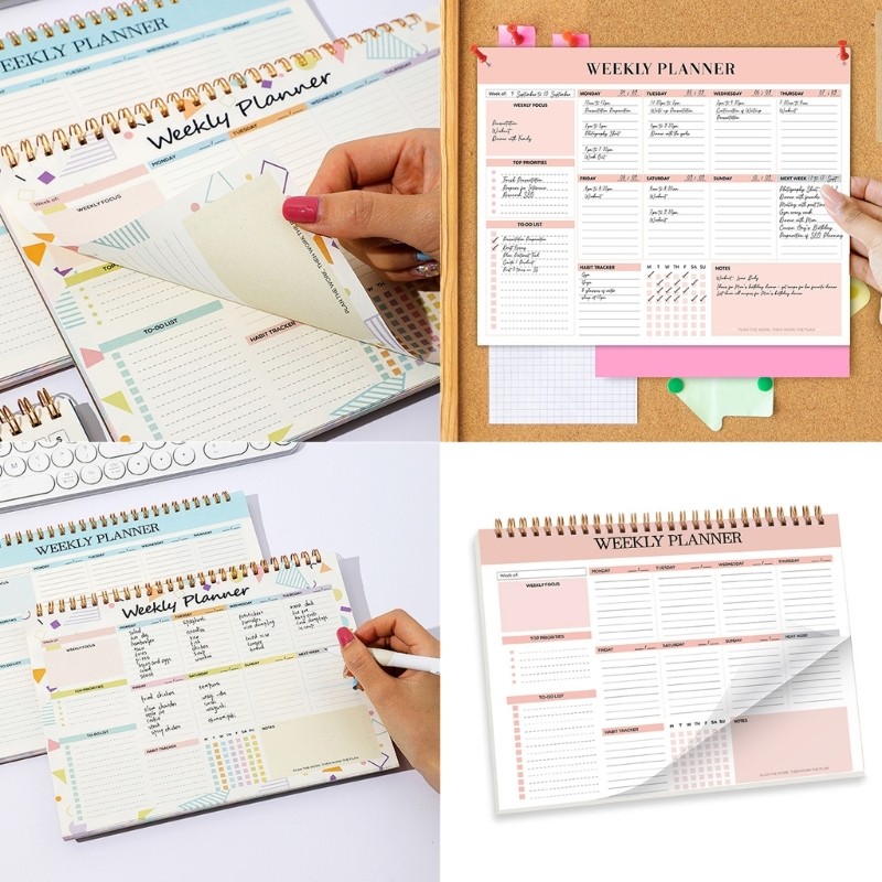 Fir Twin Coil Binding Weekly Planner 9 76x7 28 นิ้วสําหรับบันทึกแผนรายสัปดาห์กําหนดการ
