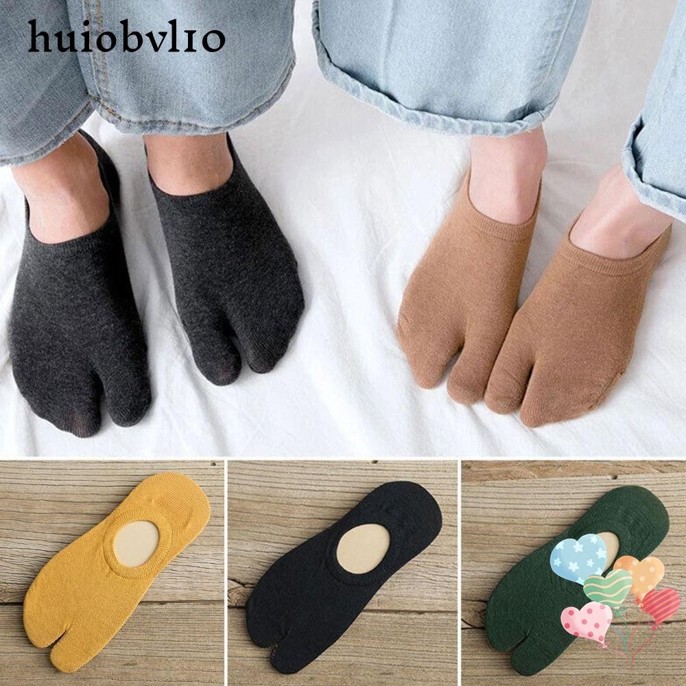 ฮูโอบีวีแอล10 ถุงเท้าสองนิ้ว ผ้าฝ้ายตัดต่ํา ระบายอากาศ สีบริสุทธิ์ แยกนิ้วเท้า