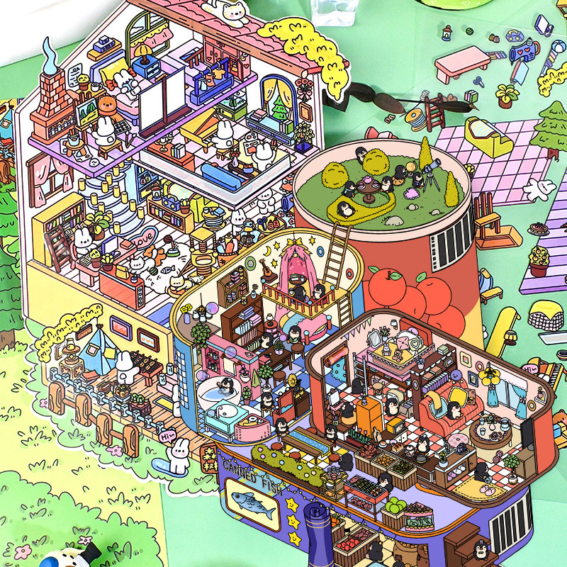 3 ชิ้น [Fantasy Home Series]Super Big 3D น่ารัก Deco สติกเกอร์ PET สติกเกอร์กระดาษ Scrapbooking วัสด