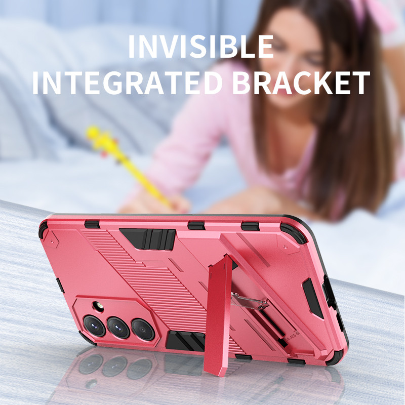 สีทึบ Matte Armor Bracket สี่มุมกันกระแทกเคสโทรศัพท์สําหรับ Samsung S24 Ultra S21 S22 S23 Ultra Plus A55 A54 A53 A52