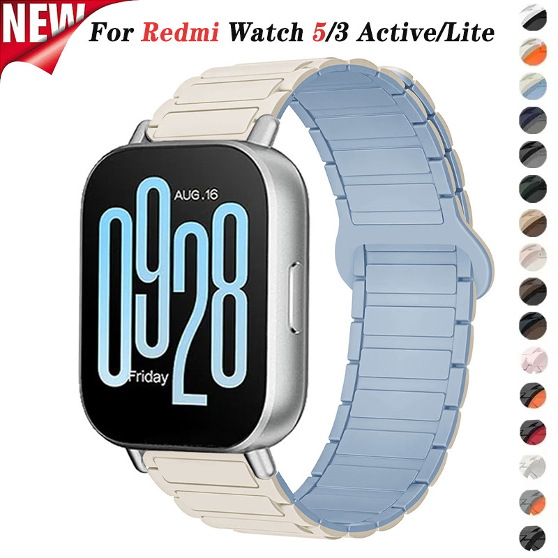22 มม.แม่เหล็กสําหรับ Redmi Watch 5 Active 5 Lite ซิลิโคน Loop สายรัดข้อมือสร้อยข้อมือสําหรับ Redmi Watch 3 Active 3 Lite Watchband