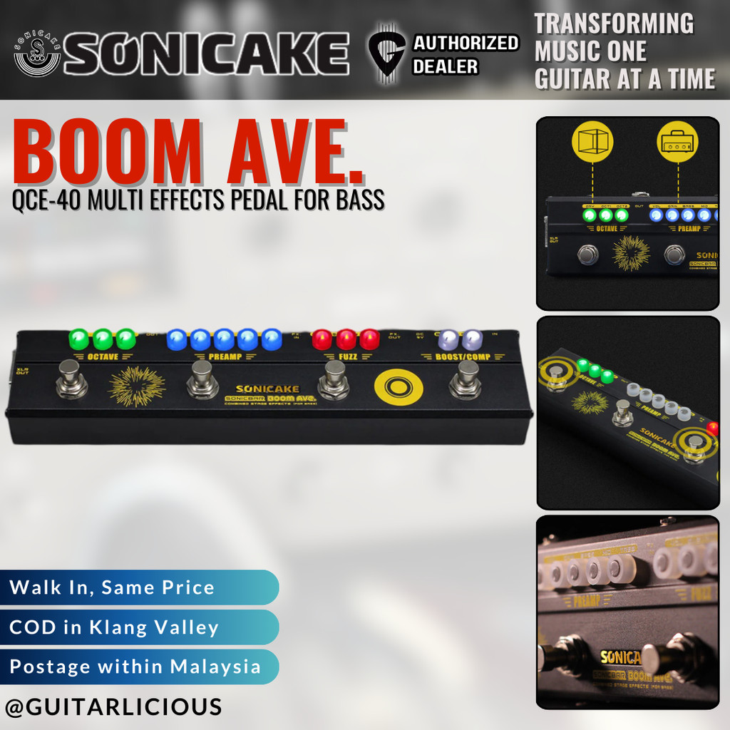 Sonicake QCE-40 Boom Ave. Brasil Bass Preamp DI Box Multi Effects Compressor Boost Fuzz Octave Pedal
