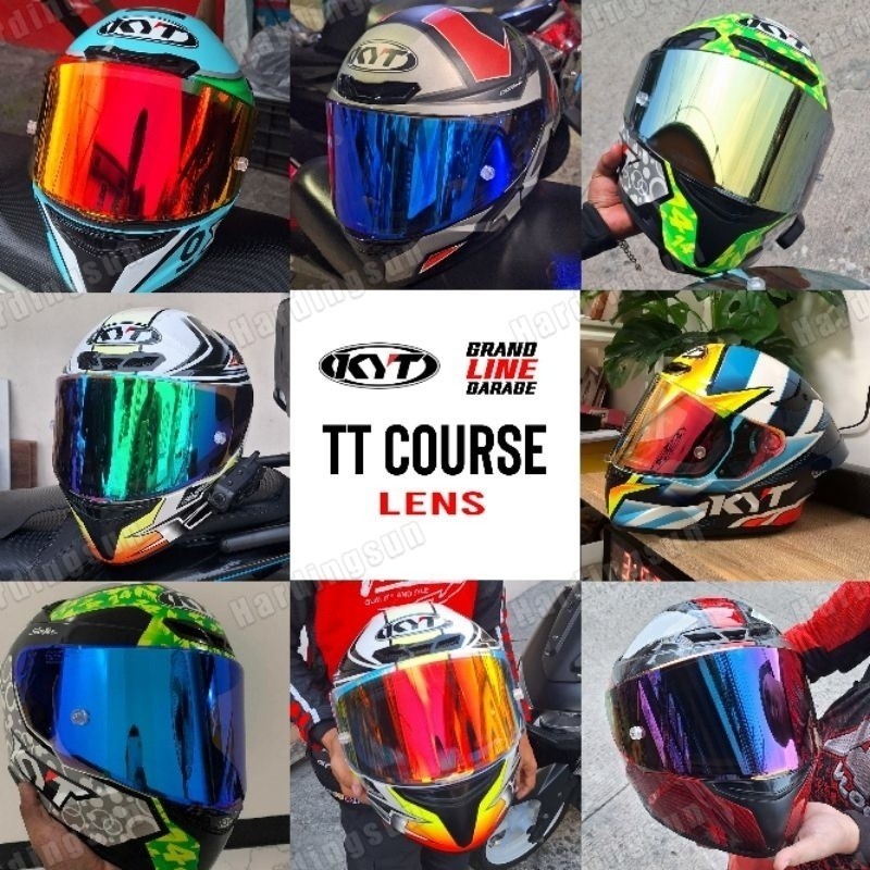 [ReadyStock]KYT Tt Course Lens Visor Smoke Iridium Gold Blue Red Revo Lens
