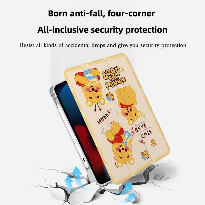 [iPad Air 5] เคส iPad ผึ้งน้ําผึ้งปรับได้ 360 องศา Winnie the Pooh รองรับ iPad gen10 Pro11 2018/2020/2021 Air4 10.9 2020 10.2 Gen9 Gen8 Gen7 air6