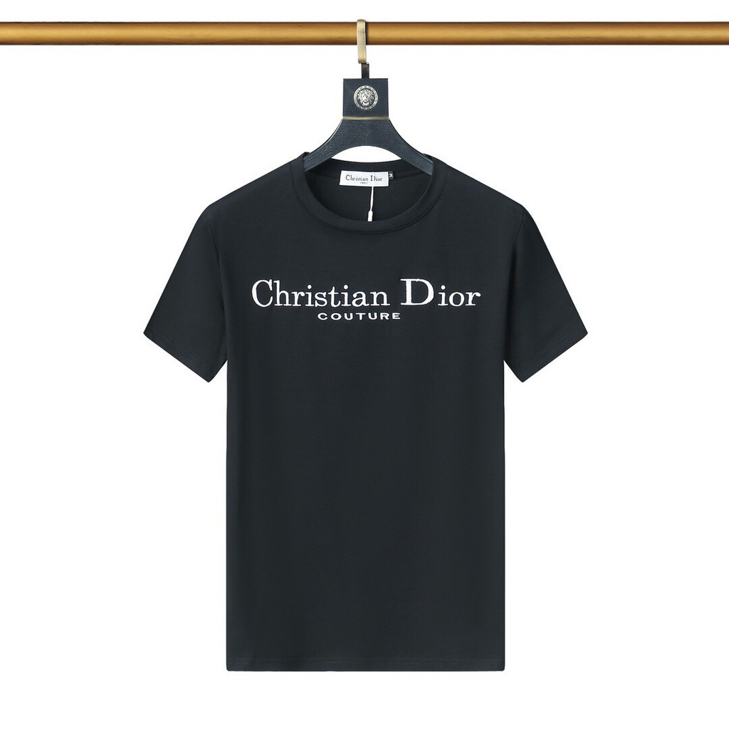 Dior2024 เสื้อยืดผู้ชายผ้าฝ้ายผู้ชายสไตล์ใหม่ LV