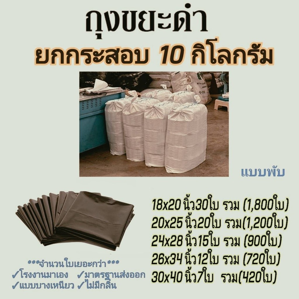 ถุงขยะดำ ราคาส่งยกกระสอบจากโรงงาน skd lite แบบพับ แบบบางเหนียว เกรดส่งออก kgdrug.center