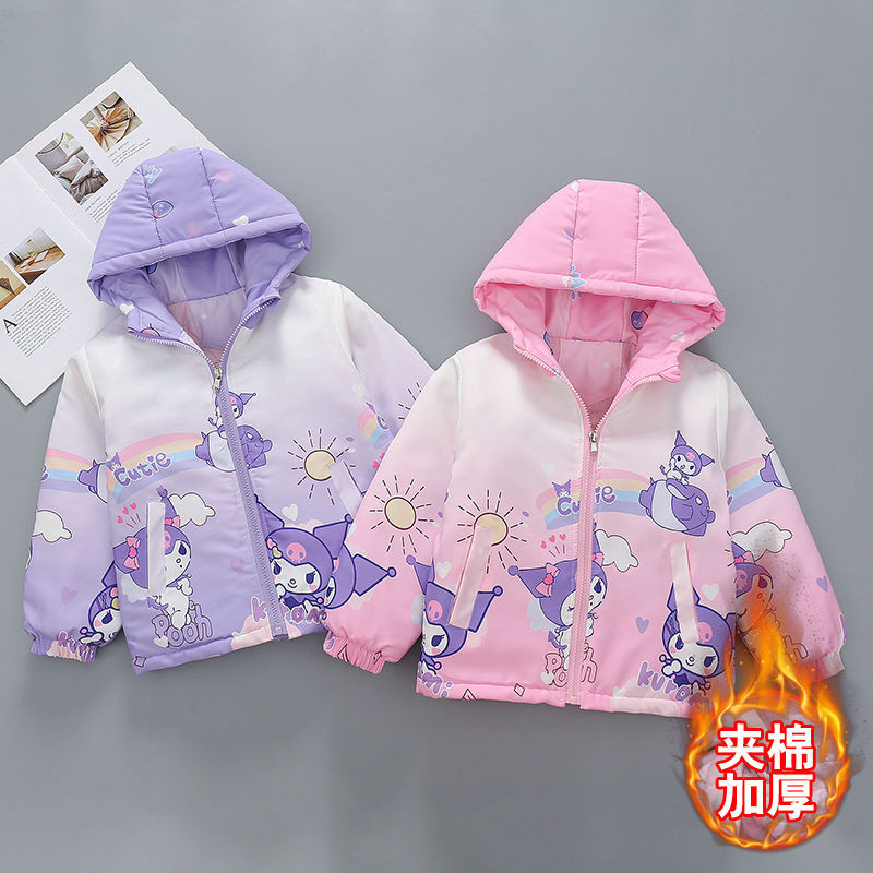 สาวบวกผ้าฝ้ายกลางหนาเสื้อฤดูใบไม้ร่วงเสื้อผ้าฤดูหนาวเสื้อกันลมสไตล์ใหม่แฟชั่นเด็กผ้าฝ้ายเสื้อผ้าสาวน้อยการ์ตูนคลุมด้วยผ้าด้านบนสบายๆเสื้อกันลมเสื้อคุโรมิชินนามอนสุนัข