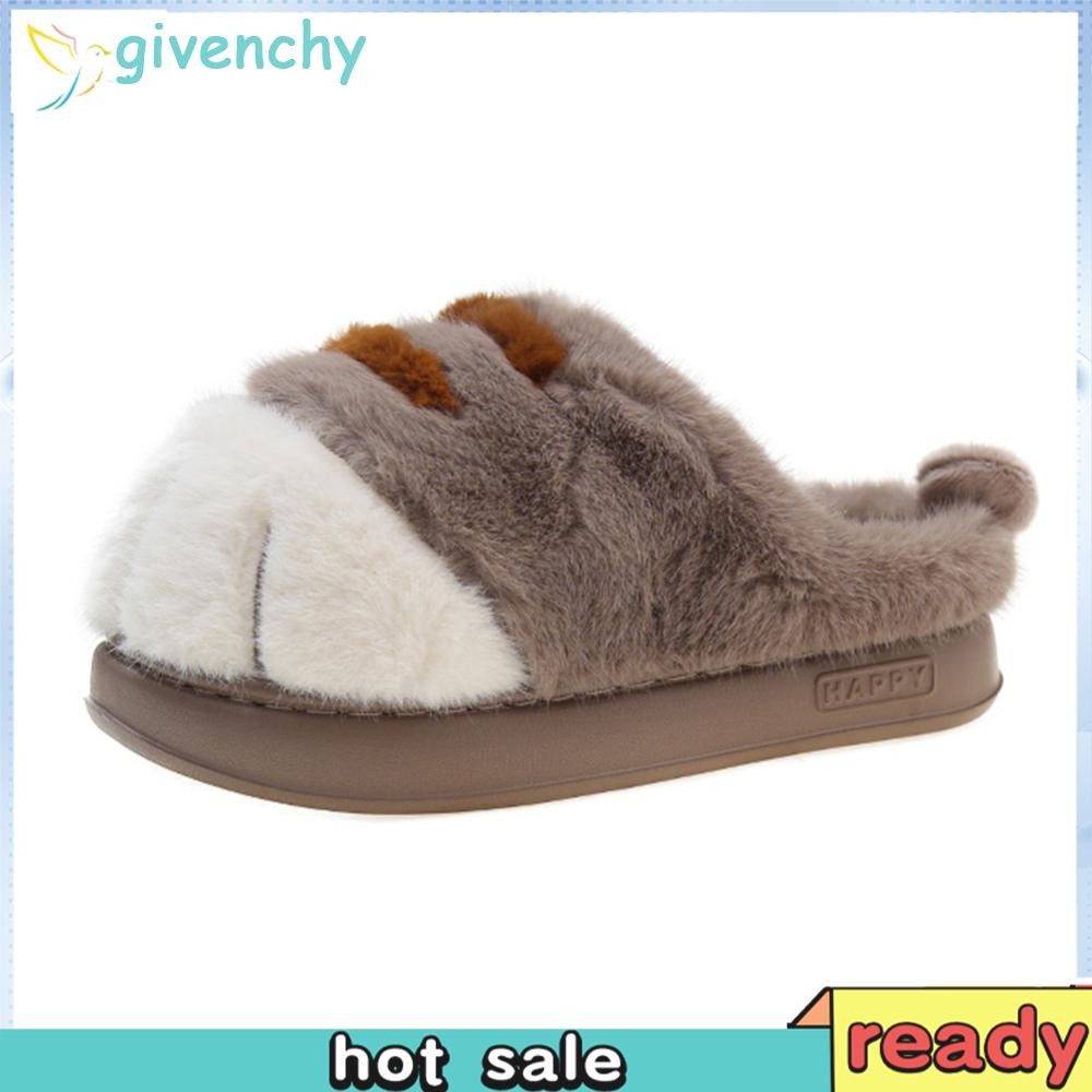 [givenchy1.th] 3d Cat Paw Plush รองเท้าแตะ Furry Paw คู่รองเท้าแตะกันลื่นสําหรับห้องนอนในร่ม - รูปที่ 6
