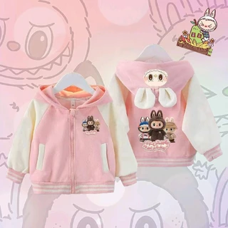 เสื้อกันหนาวเด็กมีฮู้ด แบบหนา ขนมิ้น กระเป๋าหน้า ลายน่ารัก รุ่น4106