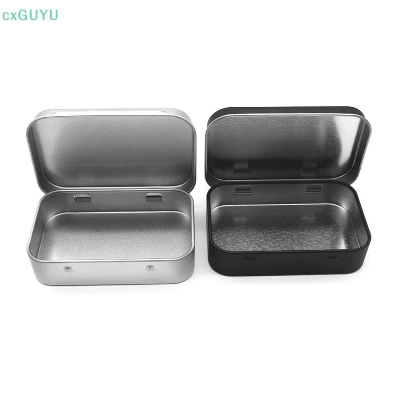 [cxGUYU] Survival Kit Small Empty Metal Tin Silver Black Flip Storage Box Case Organizer PRTA