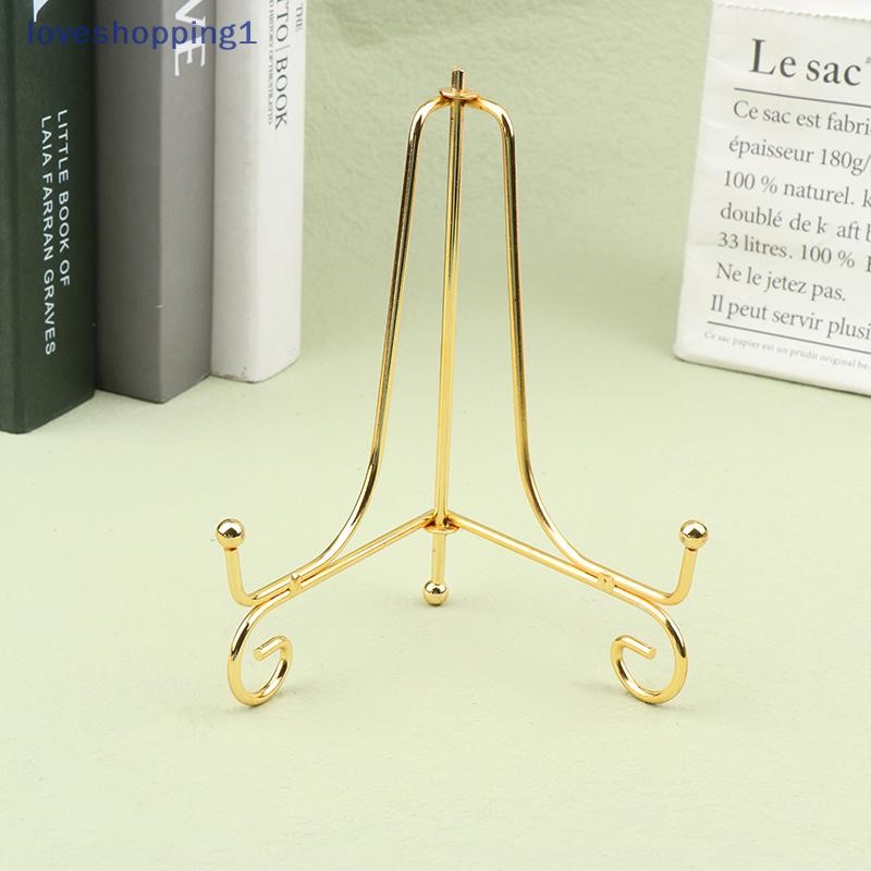 Loveshopping Gold Iron Display Stand Craft Book Holder Photo แท่นชามจานกรอบภาพแผ่น Rack ขาตั้งตกแต่ง TH