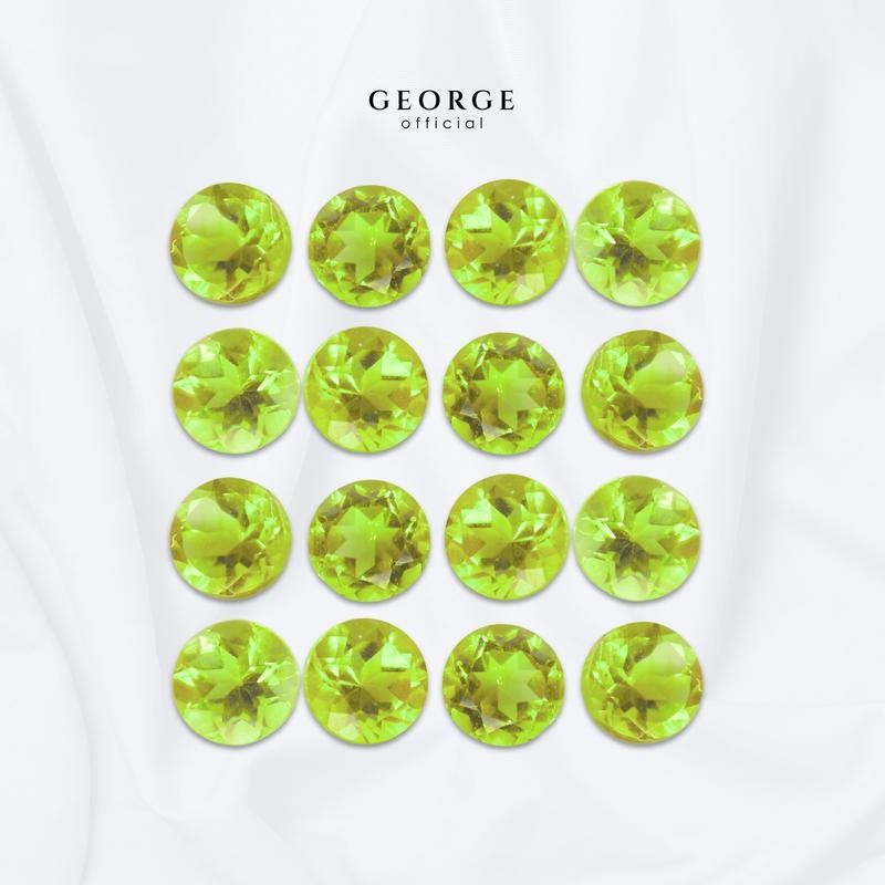 Peridot Round Brilliant Cut (เพอริดอตกลม) 1-3.5 mm.  พลอยแท้ GGPRR พลอยแท้ George Jewelry