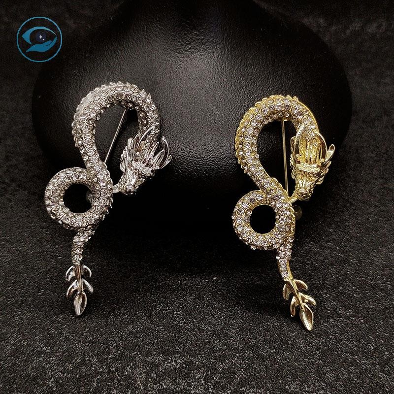 [Smw] ผู้หญิงผู้ชายเต็มเพชรมังกร Phoenix เข็มกลัด Pins ตกแต่งวินเทจ Boutique Rhinestone เข็มกลัด Pin สําหรับปาร์ตี้ TH