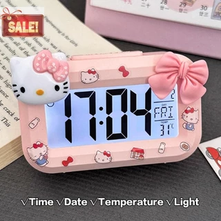 Bl Sanrio Hello Kitty นาฬิกาปลุกการ์ตูน Mini Kitty Cat Noctilucent นาฬิกาปลุกนาฬิกาหอพักเดสก์ท็อปเครื่องประดับนาฬิกาปลุกนักเรียน A