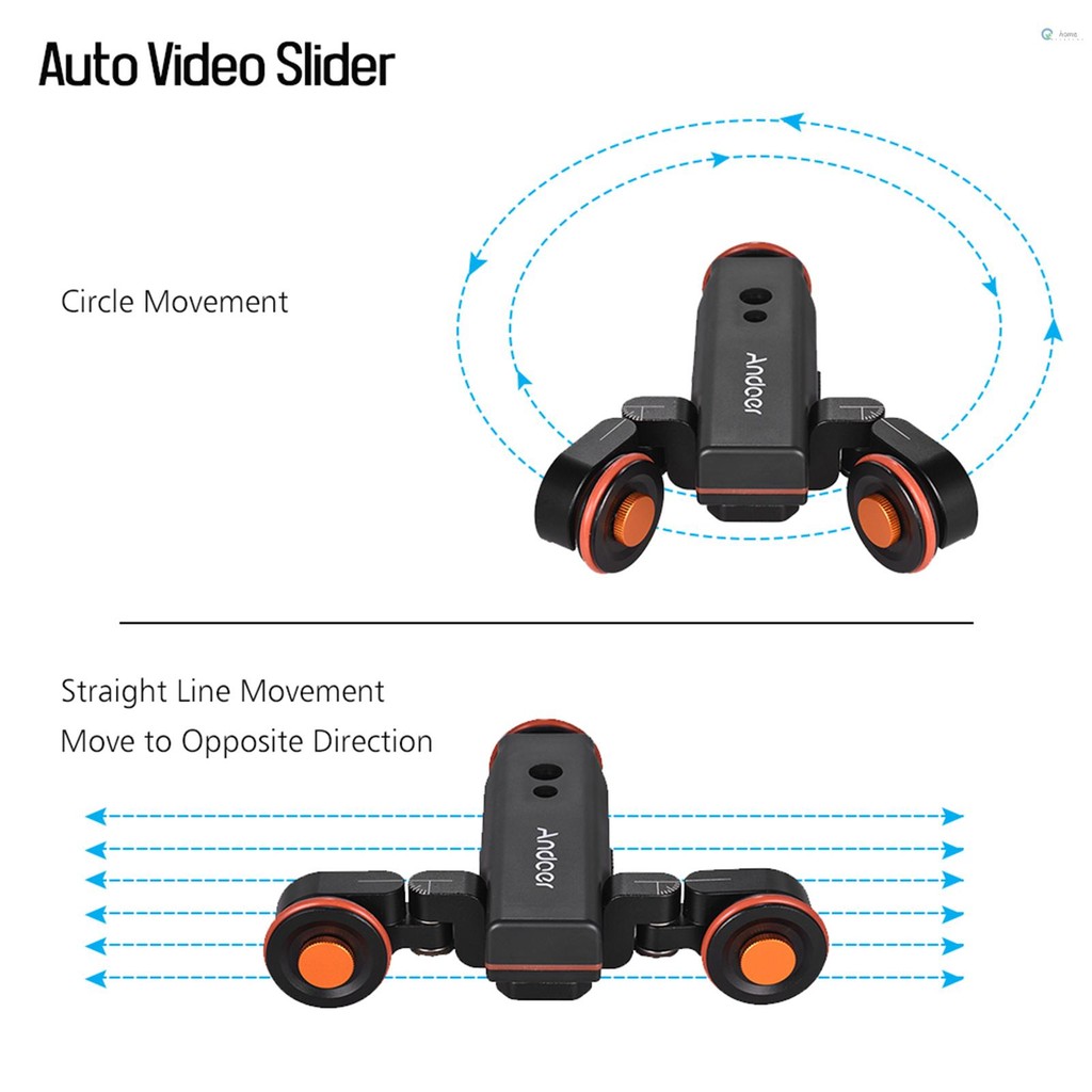Andoer กล้องวิดีโอ Dolly Slider ชุด 3 ล้อ Auto Dolly รถ 3 ความเร็วปรับได้ + 60 ซม./23.6in รางกล้อง Slider + อะแดปเตอร์หัวบอลแบบยืดหยุ่นพร้อม Wirelss รีโมทคอนโทรล f
