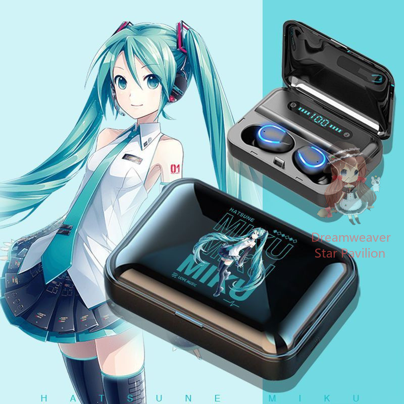 ชุดหูฟัง Hatsune miku fu Hatsune MIku dual Animation ชุดหูฟังบลูทูธไร้สายแบบสัมผัสสองหู