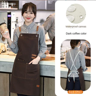 กันน้ำ ผ้ากันเปื้อน ผ้ากันเปื้อนยีนส์ ผ้ากันเปื้อนร้านกาแฟ เหมาะสำหรับร้านกาแฟ ผ้ากันเปื้อนทำงานครัว เอี้ยมกันเปื้อน