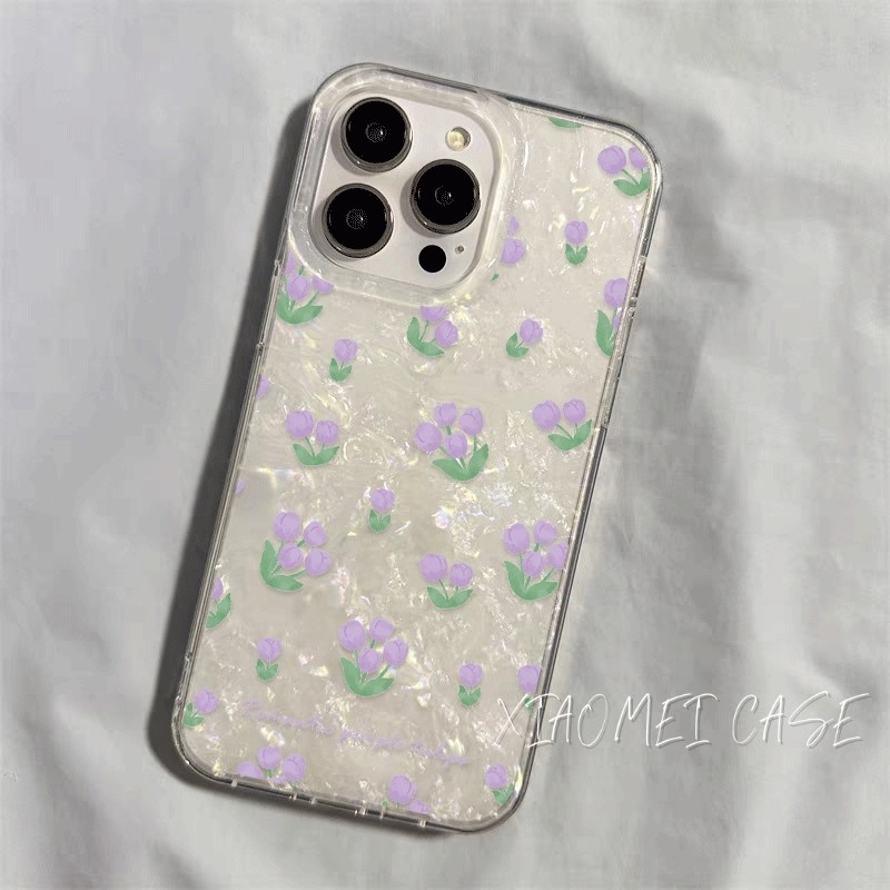 เคสไอโฟน13 For IPHONE 11 12 14 15 16 Pro max 14 15 16 Plus X XR XSMAX 7PLUS เคสโทรศัพท์หรูหราโฮโลแกรมสายรุ้งดอกไม้สีม่วง ราคา ถูกที่สุด ดีลบีเคเค แกลเลอรีภาพที่ 2
