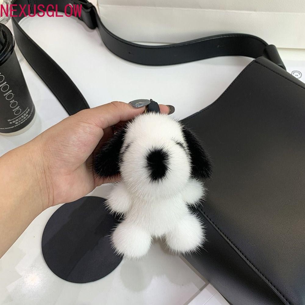 Nexusglow Snoopy พวงกุญแจสุนัข, กระเป๋าตกแต่ง Fluffy Soft Mink Hair Keyrings, กระเป๋านักเรียน Kawaii ของเล่นตุ๊กตาตุ๊กตาสัตว์ Pompom Plush จี้กระเป๋าเป้สะพายหลัง