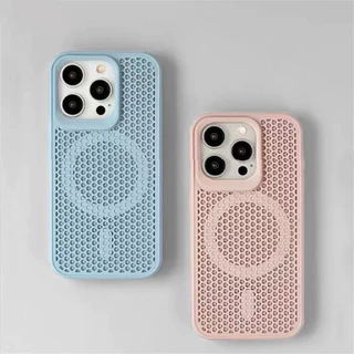 Minimal การกระจายความร้อนตาข่ายระบายอากาศเคสโทรศัพท์แม่เหล็กสําหรับiPhone 11 14 16 Pro Max 15 12 13 Pro Max Plus