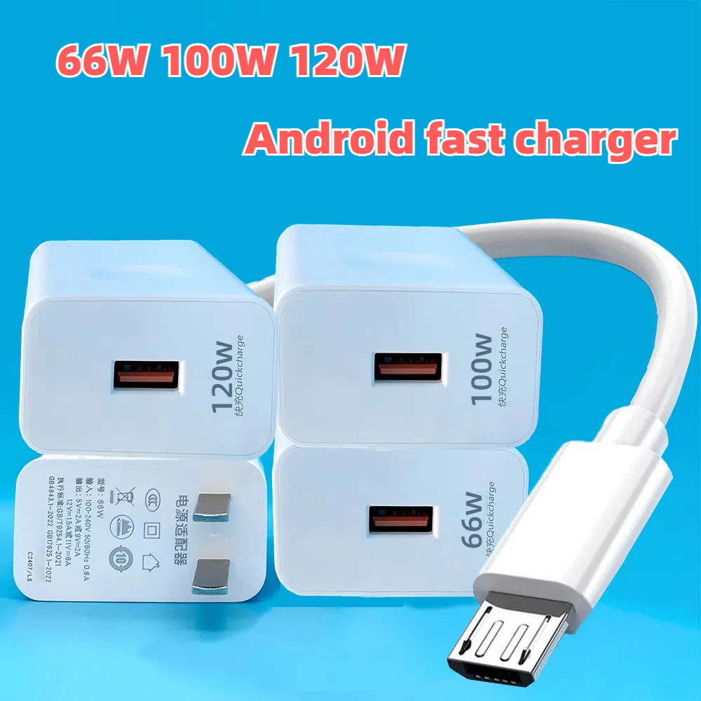 SAMSUNG 66W 100W 120W Fast Chargerชุดชาร์จโทรศัพท์Micro USB AndroidสําหรับSamsung A02 A7 A750F A10 A
