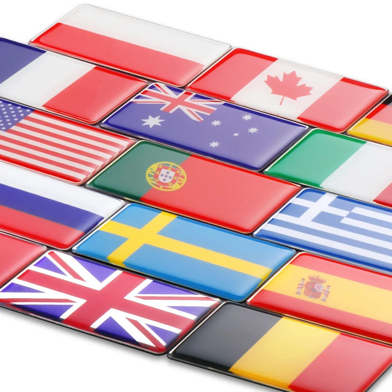3D Aluminum Car Body Trunk Side Fender Decor Sticker Belgium Turkey Greece Canada Sweden Portugal Po