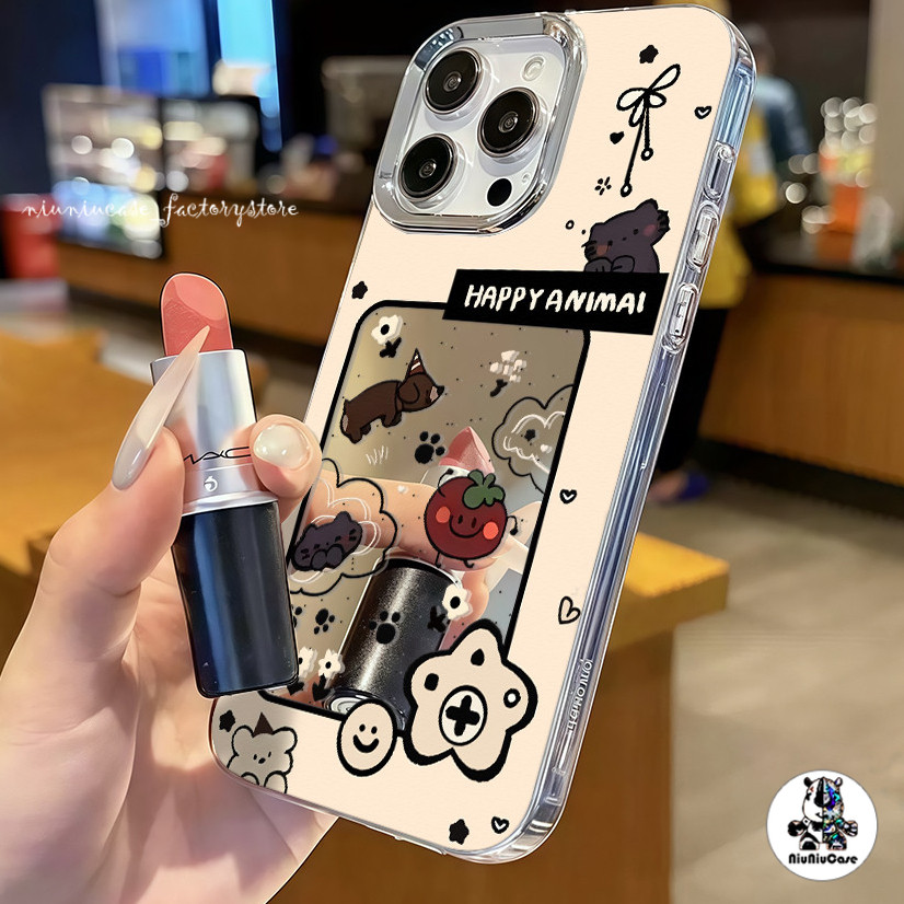 🚚COD🚚 เคส For iPhone 11 13 16 15 14 12 Pro Max เคสไอโฟน11 XS MAX XR 8P Case รูปแบบแมวน่ารัก กระจก กรณีโทรศัพท์มือถือชุบ