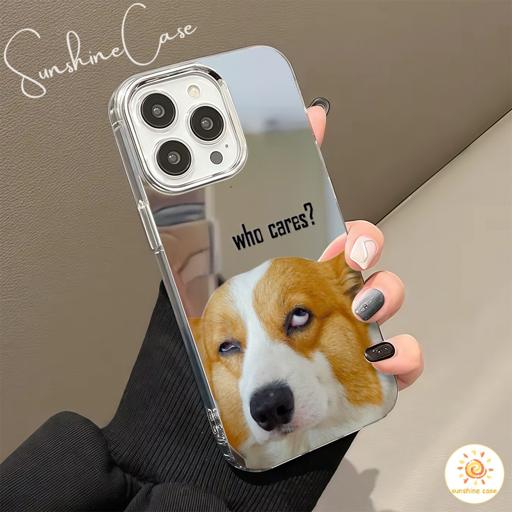 ส่งจากไทย เคสไอโฟน16 รูปสุนัขคอร์กี้ ตลก เคสกระจกเงาขาตั้งใช้กับIPhone11 12 13 14 15 16 Pro PROMAX 7/8PLUS X XR XS XSMAX