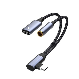 2 in 1 USB C ถึง 3.5 มม.หูฟังและอะแดปเตอร์ชาร์จ, ประเภท C ถึง Aux แจ็คเสียง PD 60W Fast Charging Dongle สาย HiFi คุณภาพ