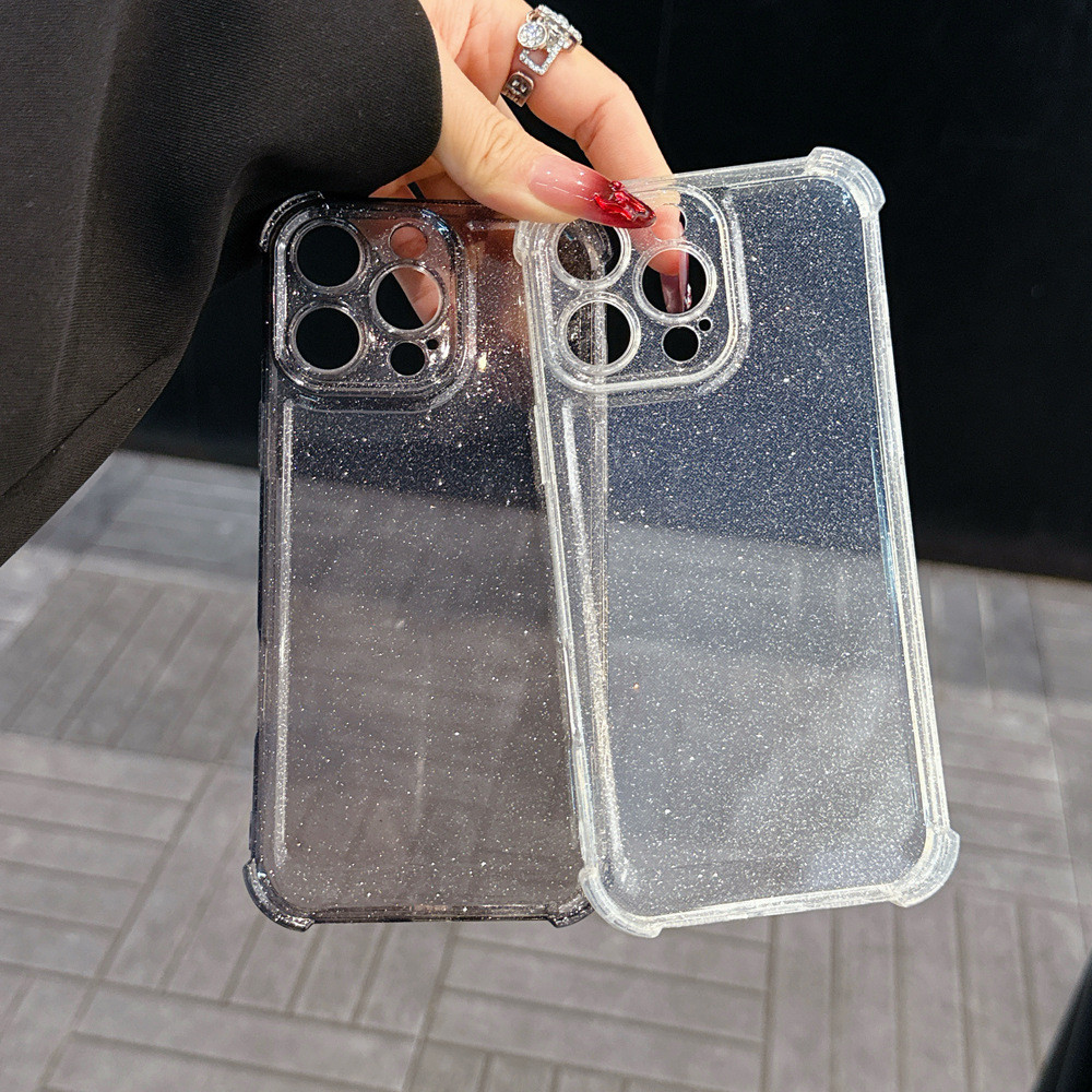 ❤️จัดส่งทันที❤️เคสใส ผงเพชรแผ่นโปร่งใส กันกระแทก ซิลิโคน For iPhone 11 17 Pro Air 16 15 13 14 12 Pro Max เคสกันกระแทก