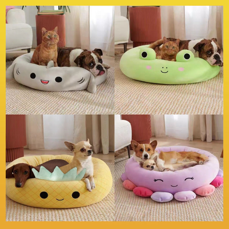 [Daliya] Ultrasoft Plush Octopus/Frog/Sharks/Pineapple Design Pet Bed - คอกสุนัขทรงกลมแสนสบายสําหรับ
