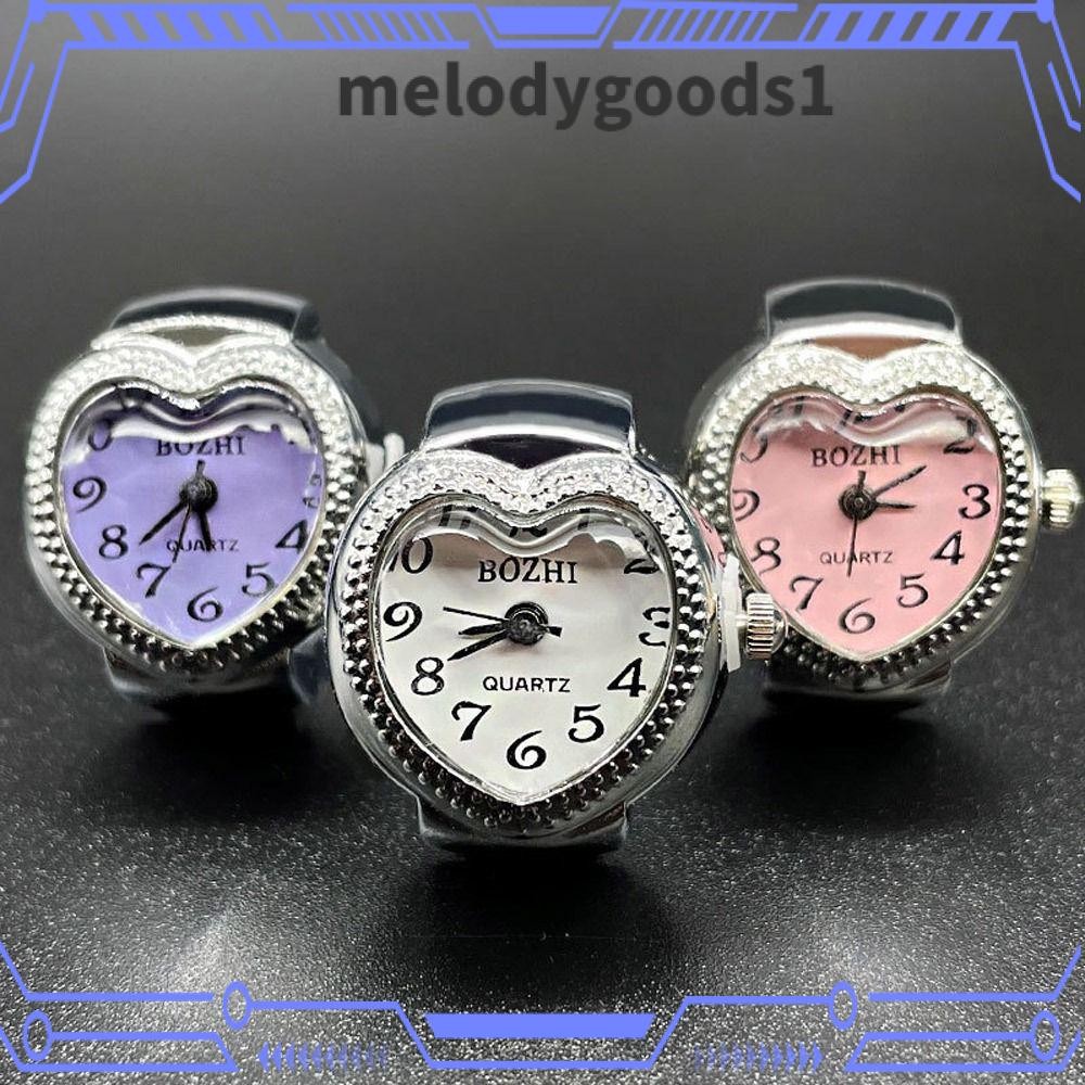 MELODYGOODS1 Love Quartz Ring นาฬิกาเครื่องประดับนาฬิกาแฟชั่น Vintage Round Quartz Finger Rings