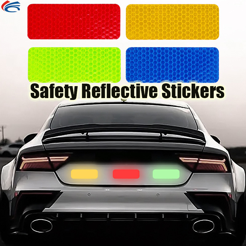 [AM3C]สติ๊กเกอร์สะท้อนแสงการมองเห็นสูง 30 ชิ้น 10 ชิ้น, 3×8 ซม.สติ๊กเกอร์เตือนกันน้ําสําหรับยานพาหนะ/จักรยาน, PVC Night Safety Road สติกเกอร์