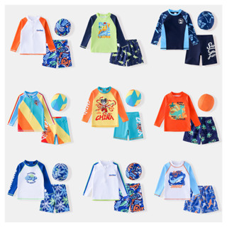 [3-13 ปี] เด็กชุดว่ายน้ําเด็กแยกแขนยาวครีมกันแดดชุดว่ายน้ําเ…