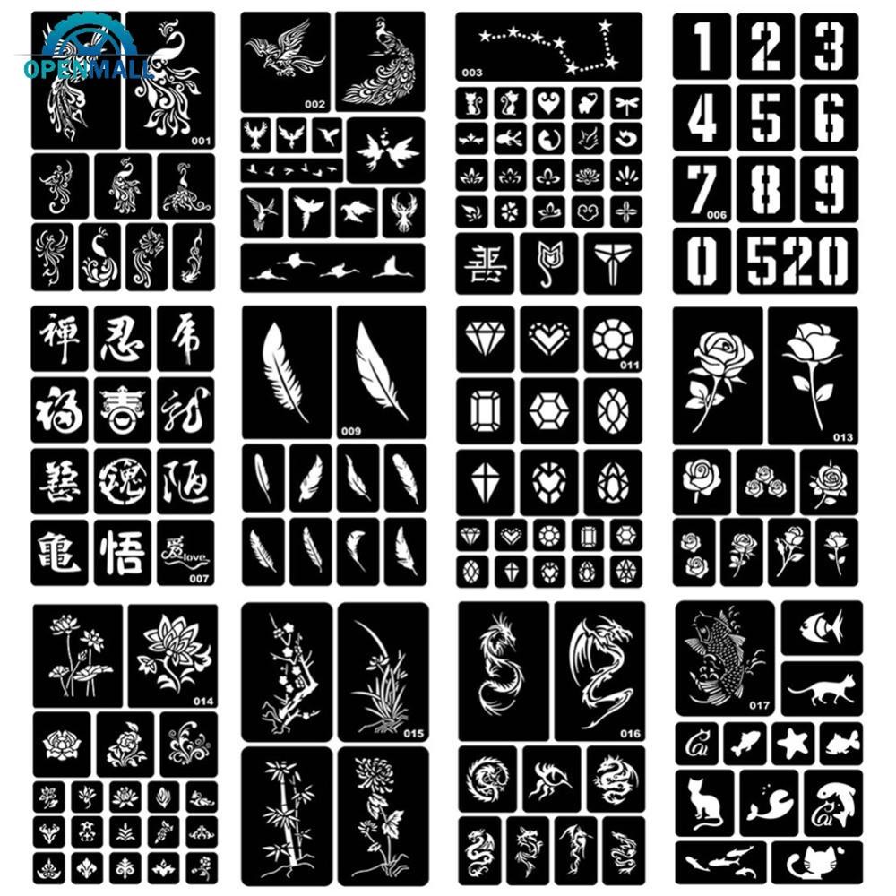 OPENMALL 40 รูปแบบ Hollow Henna Tattoo Stencil Template ใหม่ Body Hand Art วางวาดชั่วคราว Tattoo Tem