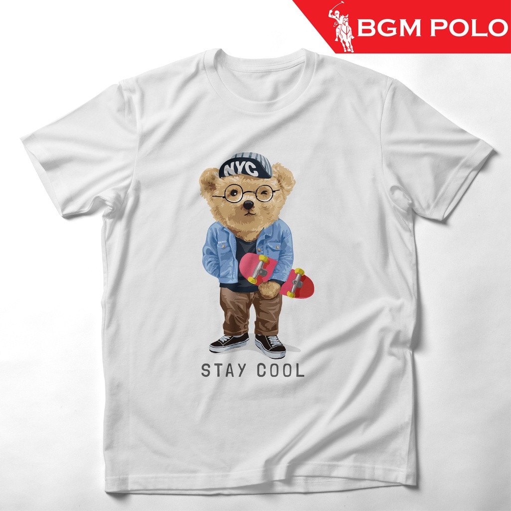 BGM POLO เสื้อยืด Unisex ดีไซน์พิมพ์ลายหมี 6-Stay Cool-BP-UBPSCD6-GLG