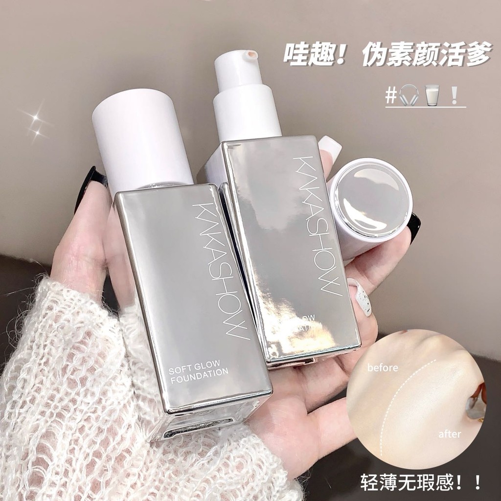 Kakashow Face Liquid Foundation คอนซีลเลอร์ปกปิดเต็มรูปแบบ Make Up คอนซีลเลอร์ไวท์เทนนิ่ง Moisturizer รองพื้นแต่งหน้ากันน้ํา 30g