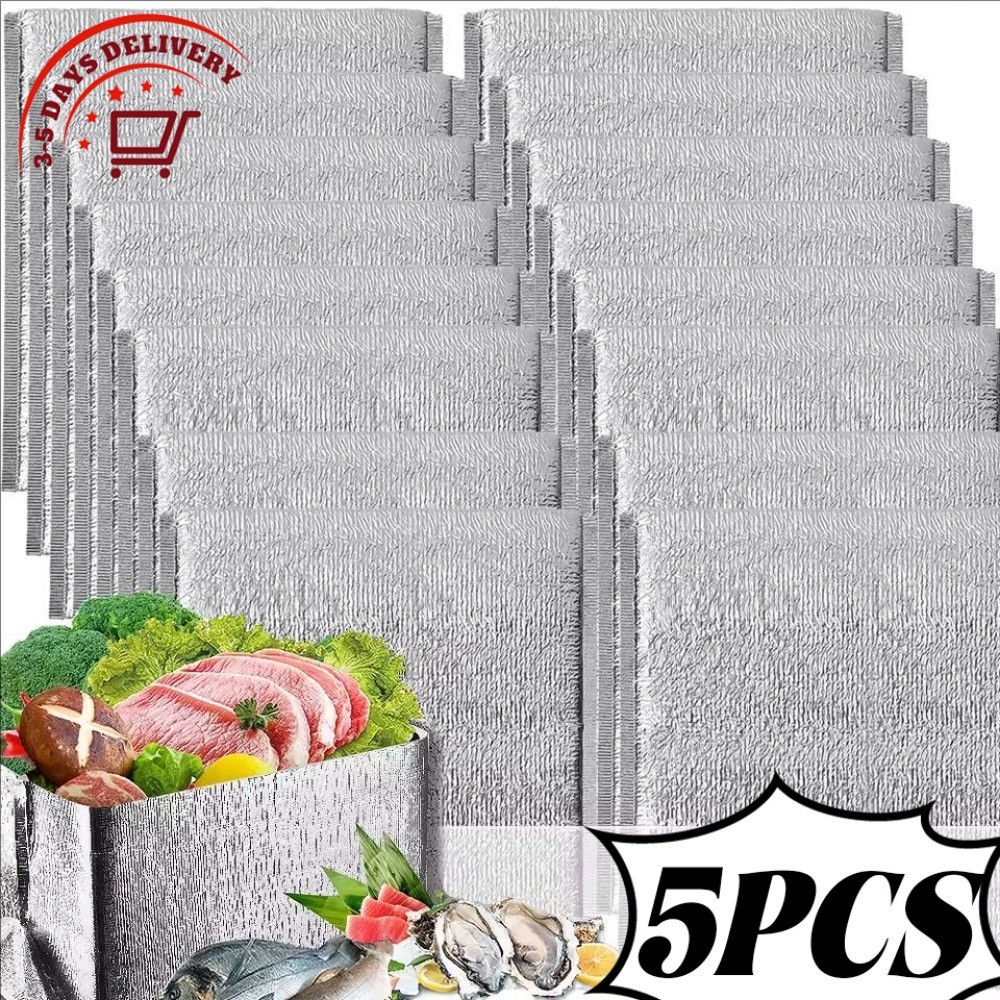 [3-5วันมาถึง]5ชิ้นอลูมิเนียมฟอยล์ถุงฉนวนกันความร้อน20x30ซม.-40x45ซม.,3มม.ถุงความร้อนผ้าฝ้ายมุกสําหรั