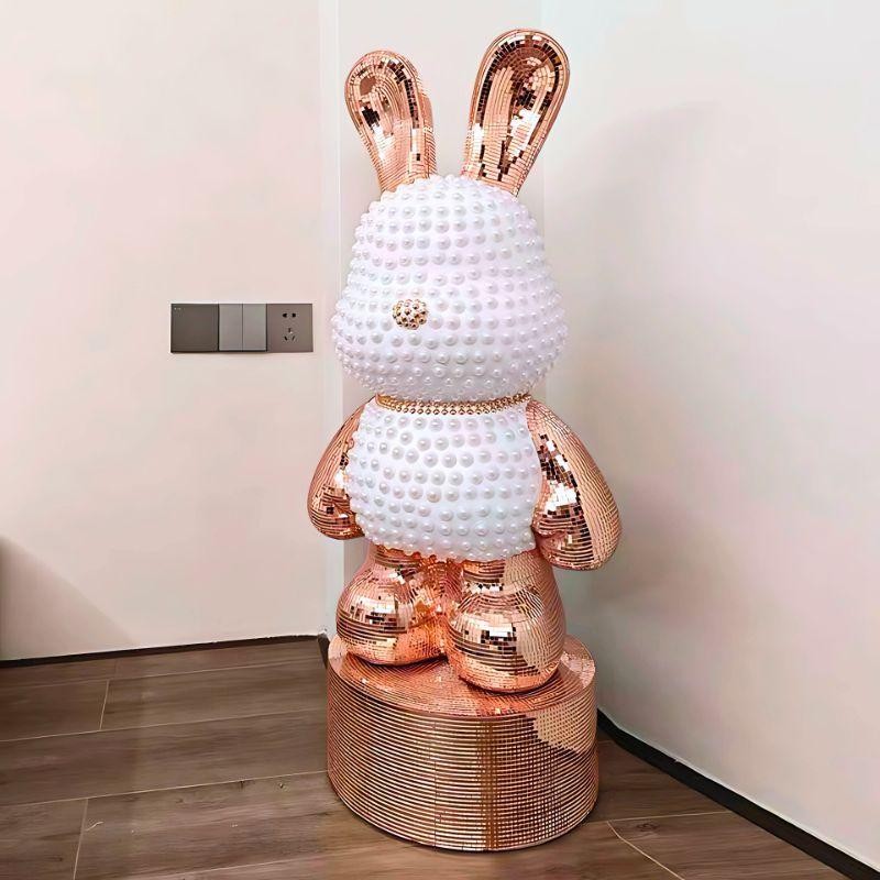 กระปุกออมสิน กระต่ายไข่มุกดิสโก้ สีโรสโกลด์ ขนาด 50/80cm. ตกแต่งบ้านตั้งโชว์ ห้องรับแขก ห้องทำงาน - รูปที่ 2