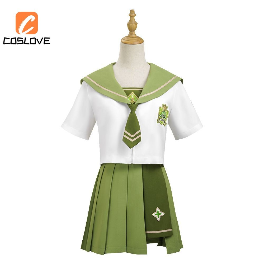 อะนิเมะเกมGenshin Impact Nahidaสไตล์JKคอสเพลย์เสื้อผ้าชุดเครื่องแต่งกายสําหรับสาวสีเขียวJKชุดCosplay