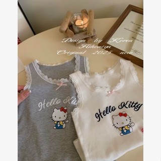 ฤดูร้อน สไตล์เกาหลีใหม่ เสื้อยืดแขนกุดสำหรับเด็กผู้หญิง เสื้…