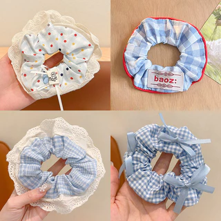 เด็กน่ารักเด็ก Blue Series Bowknot เชือกผมยางรัดผม Scrunchies เครื่องประดับผม