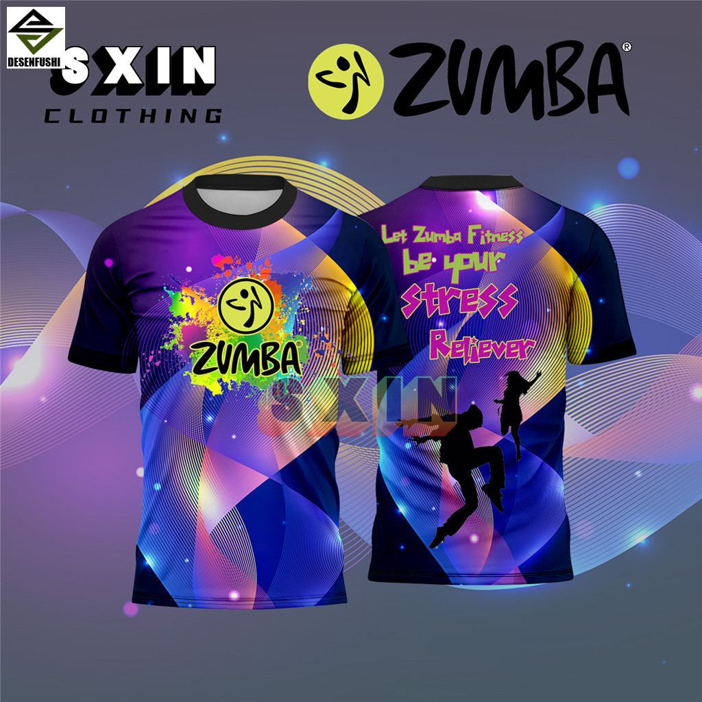 Love Zumba Fitness Outfit ผู้หญิงผู้ชายสี Dryfit เสื้อดริฟท์สไตล์หลวมเสื้อยืดแขนสั้น
