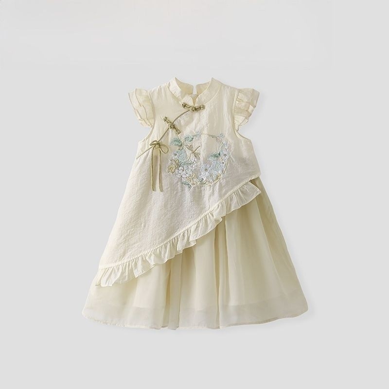 สาวๆเสื้อผ้าเด็กผู้หญิงที่บอบบางและเป็นมิตรกับผิว2025สไตล์ตะวันตกเจ้าหญิงจีนหวานเด็กชุดเด็ก5.14สด - รูปที่ 3